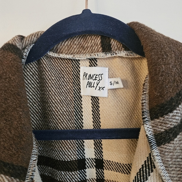 Princess Polly Cozy Plaid Brown And Cream Button Down - Picture 5 of 7